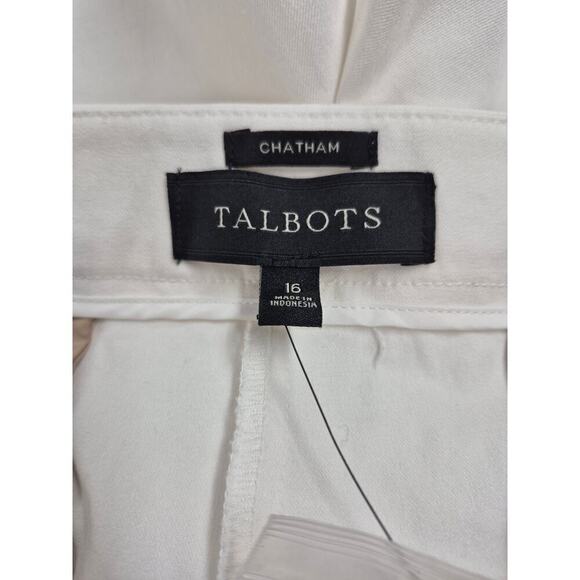 NWT Talbots Winter White Flat Front Cotton Blend Slacks Sz 16 - Picture 4 of 6